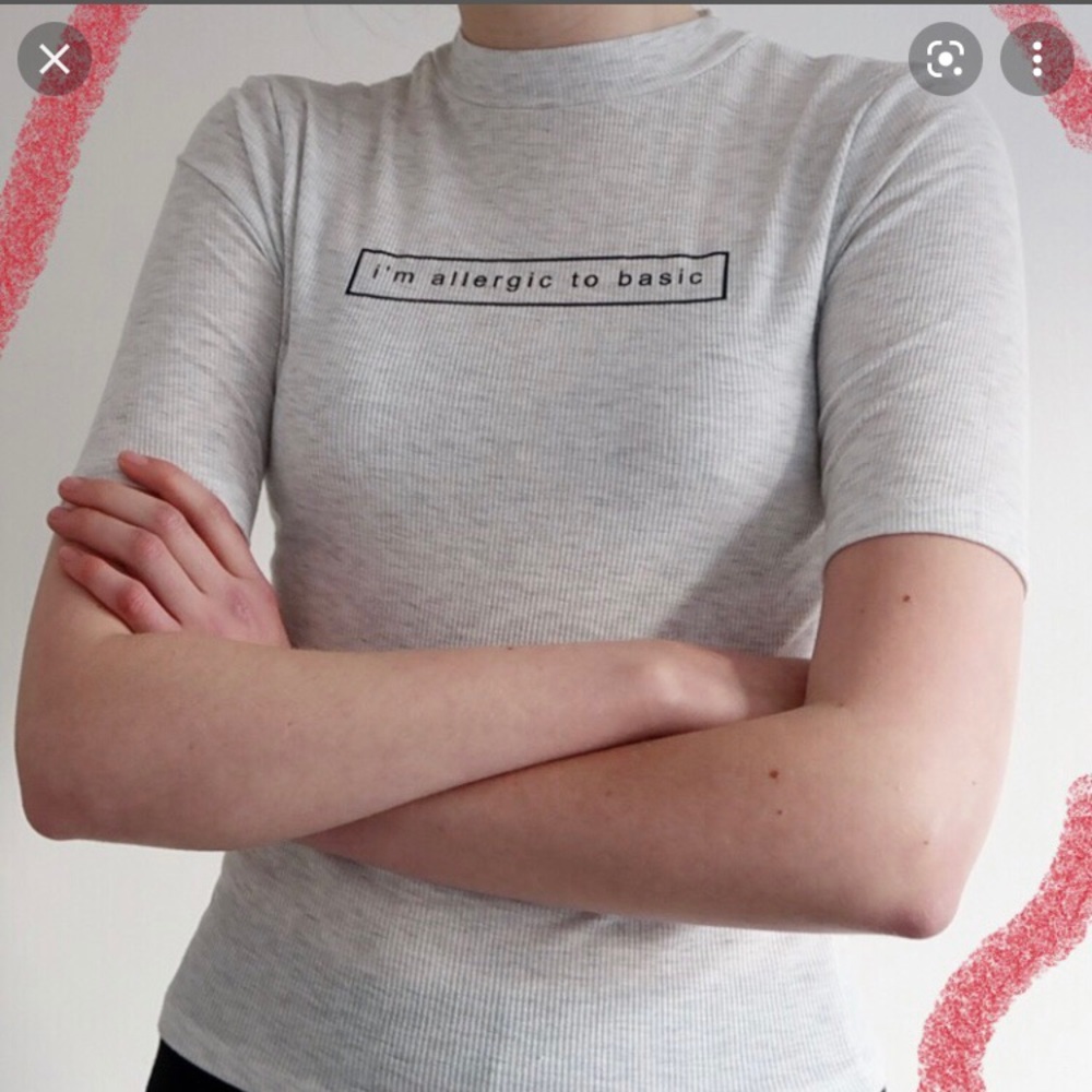 White grayish I’m allergic to basic shirt !